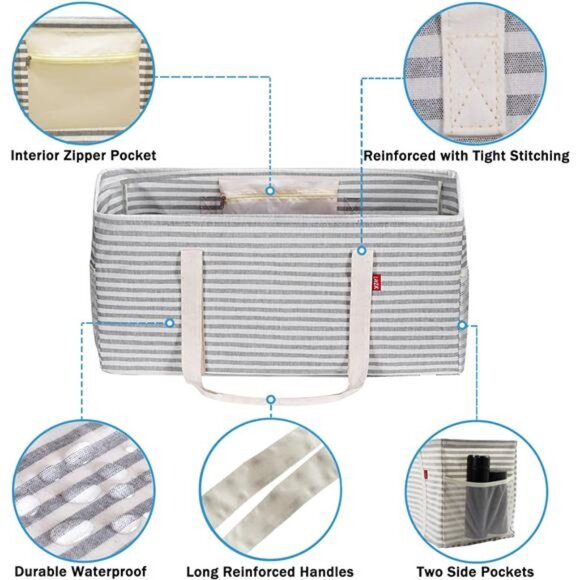 Standing Extra Large Utility Tote Bag with Metal Wire Frame and the Sides - Picture 5 of 7